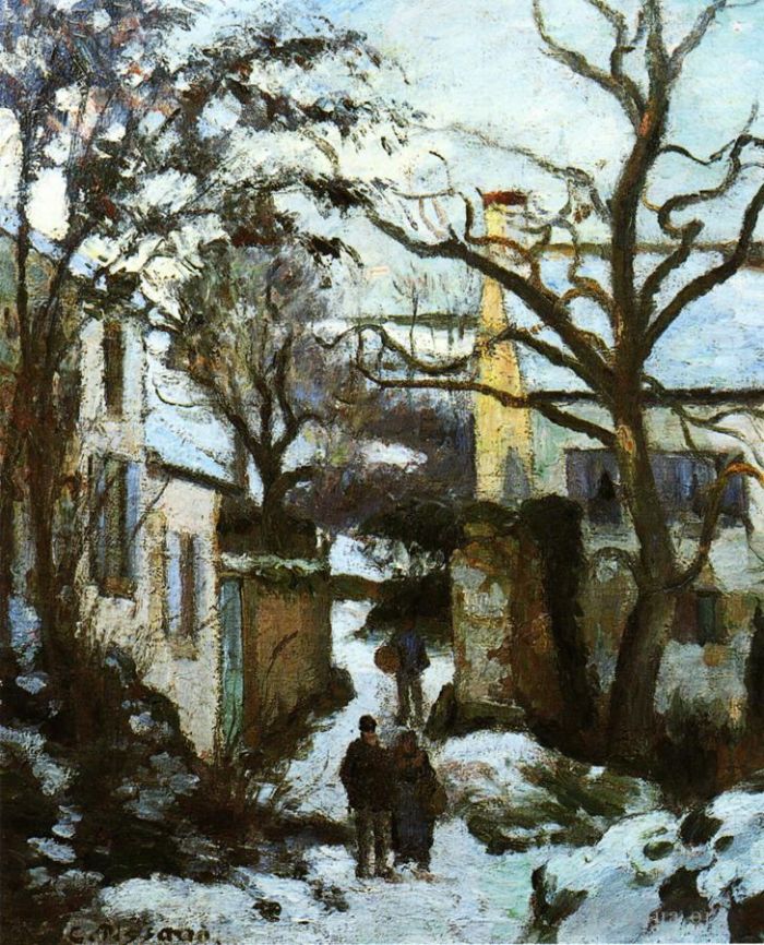 Camille Pissarro Peinture à l'huile - La route de l'ermitage dans la neige