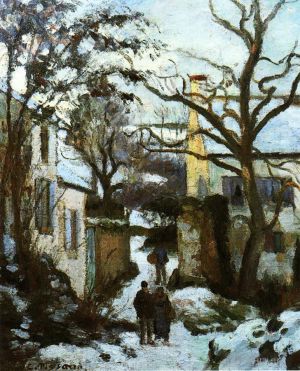 Camille Pissarro œuvres - La route de l'ermitage dans la neige