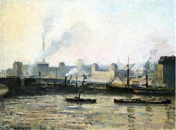 Camille Pissarro Peinture à l'huile - Le pont Saint Sever à Rouen Fog 1896
