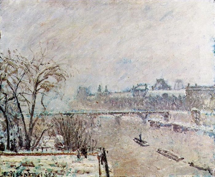 Camille Pissarro Peinture à l'huile - La seine vue du pont neuf hiver 1902