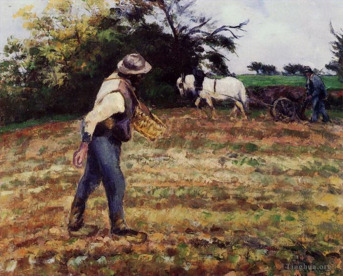 Camille Pissarro Peinture à l'huile - Le semeur montfoucault 1875