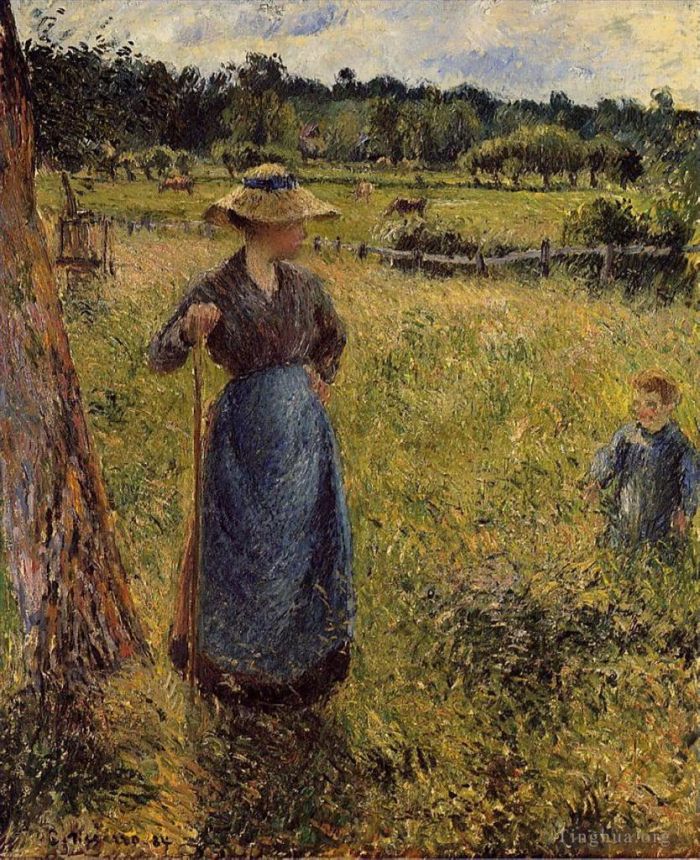 Camille Pissarro Peinture à l'huile - La faneuse 1884