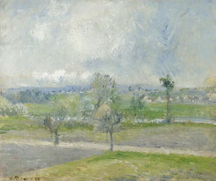 Camille Pissarro Peinture à l'huile - Valhermeil près de l'oise effet pluie 1881