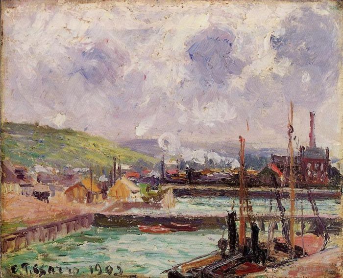 Camille Pissarro Peinture à l'huile - Vue des bassins duquesne et berrigny à dieppe 1902