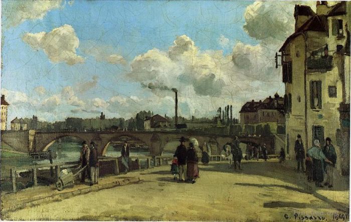 Camille Pissarro Peinture à l'huile - Vue de pontoise quai au pothuis 1868