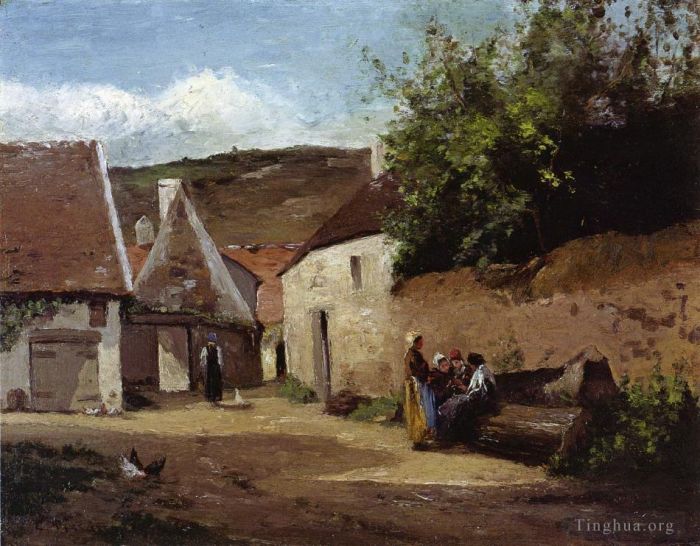 Camille Pissarro Peinture à l'huile - Coin de village 1861