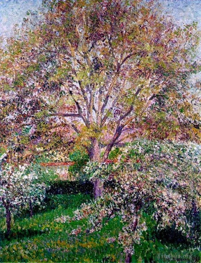 Camille Pissarro Peinture à l'huile - Noix et pommiers en fleurs à éragny
