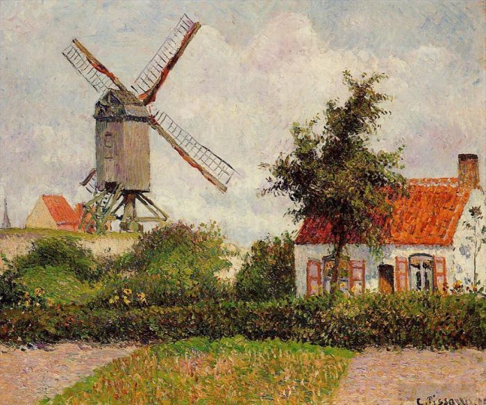 Camille Pissarro Peinture à l'huile - Moulin à vent à Knokke Belgique 1894
