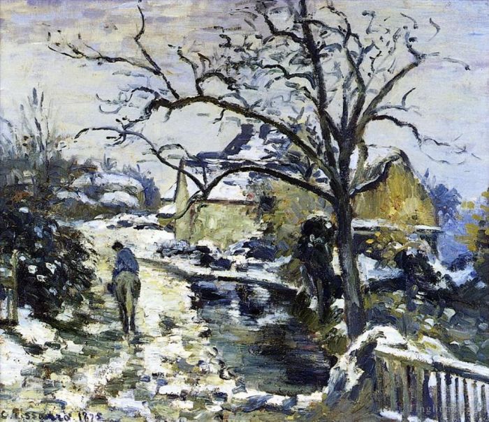 Camille Pissarro Peinture à l'huile - L'hiver à Montfoucault 2 1875