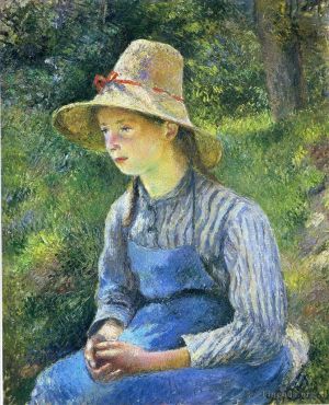 Camille Pissarro œuvres - Jeune paysanne portant un chapeau 1881