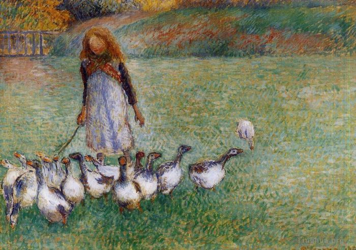Camille Pissarro Types de peintures - Petite fille à l'oie 1886