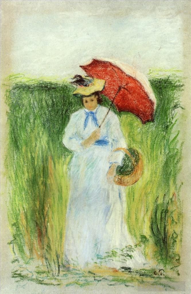 Camille Pissarro Types de peintures - Jeune femme avec un parapluie