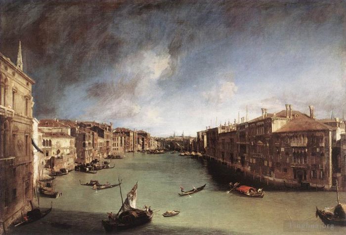 Canaletto Peinture à l'huile - Grand Canal CANALETTO en direction est depuis le Campo San Vio