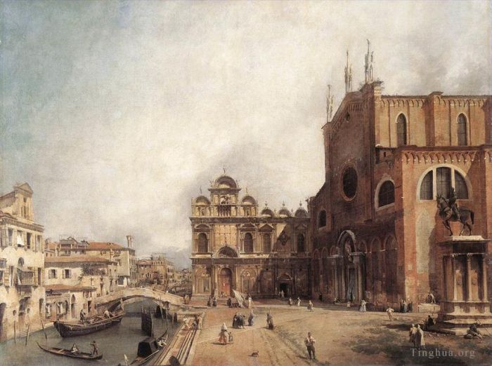 Canaletto Peinture à l'huile - CANALETTO santi Giovanni E Paolo et l'École Di San Marco