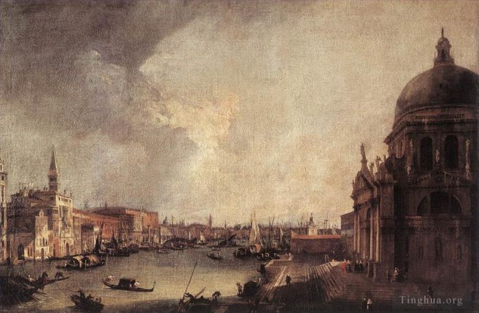 Canaletto Peinture à l'huile - Entrée du Grand Canal vers l'Est