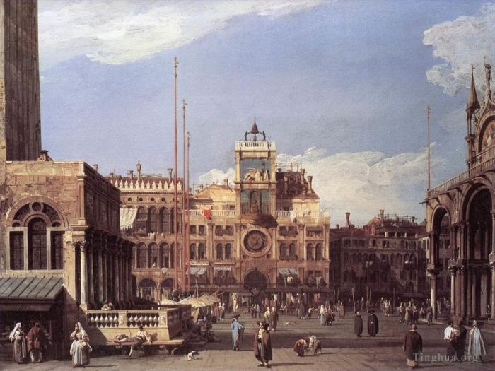 Canaletto Peinture à l'huile - Place Saint-Marc La Tour de l'Horloge