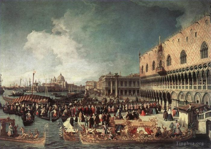 Canaletto Peinture à l'huile - Réception de l'Ambassadeur au Palais des Doges