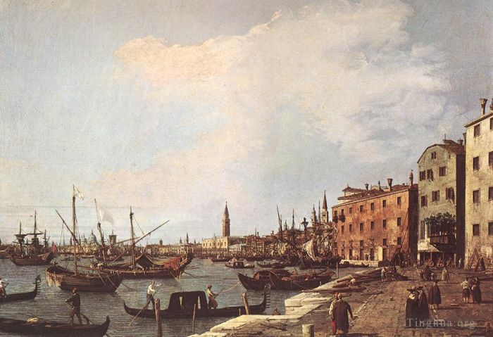 Canaletto Peinture à l'huile - Riva degli Schiavoni côté ouest