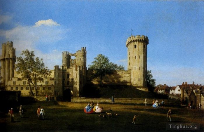 Canaletto Peinture à l'huile - La façade est du château de Warwick