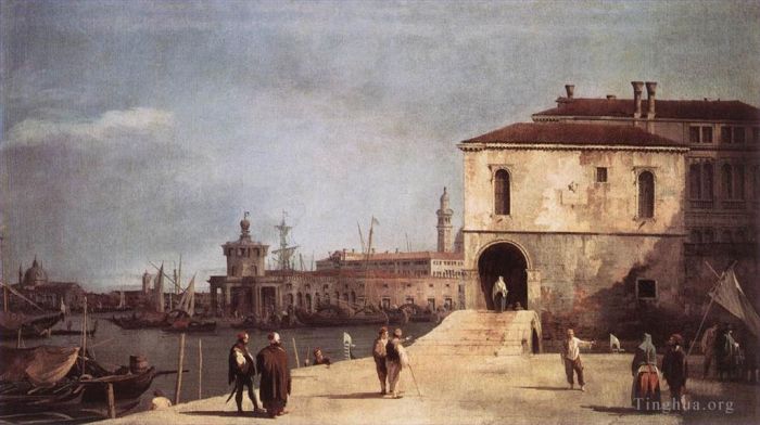 Canaletto Peinture à l'huile - Le Fonteghetto Della Farina
