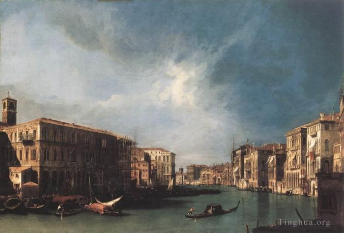 Canaletto Peinture à l'huile - Le Grand Canal Du Rialto Vers Le Nord