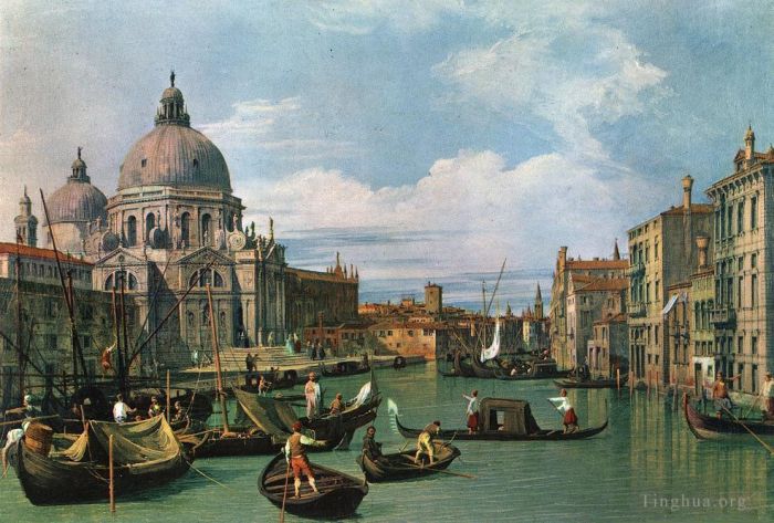 Canaletto Peinture à l'huile - Le Grand Canal et l'église de la Salute