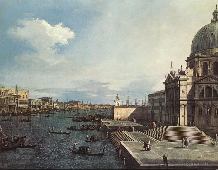 Canaletto Peinture à l'huile - Le Grand Canal à l'église de la Salute