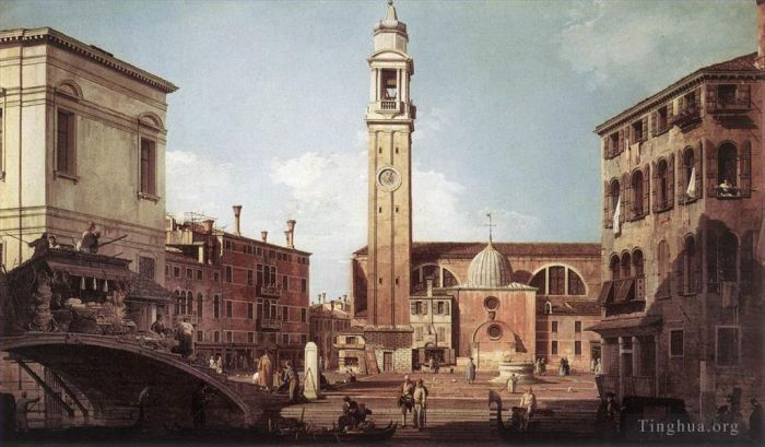 Canaletto Peinture à l'huile - Vue du Campo Santi Apostoli