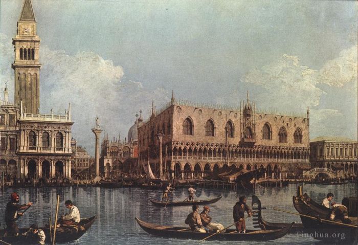 Canaletto Peinture à l'huile - Vue sur le bassin Saint-Marc du Bacino di San Marco