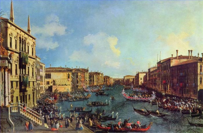 Canaletto Peinture à l'huile - Une régate sur le grand canal