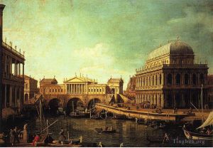 Canaletto œuvres - Basilique de Venise et le pont du Rialto