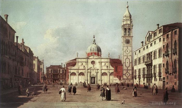 Canaletto Peinture à l'huile - Champ Santa Maria Formose