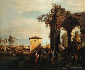 Canaletto œuvres - Capriccio avec ruines et porta portello à Padoue