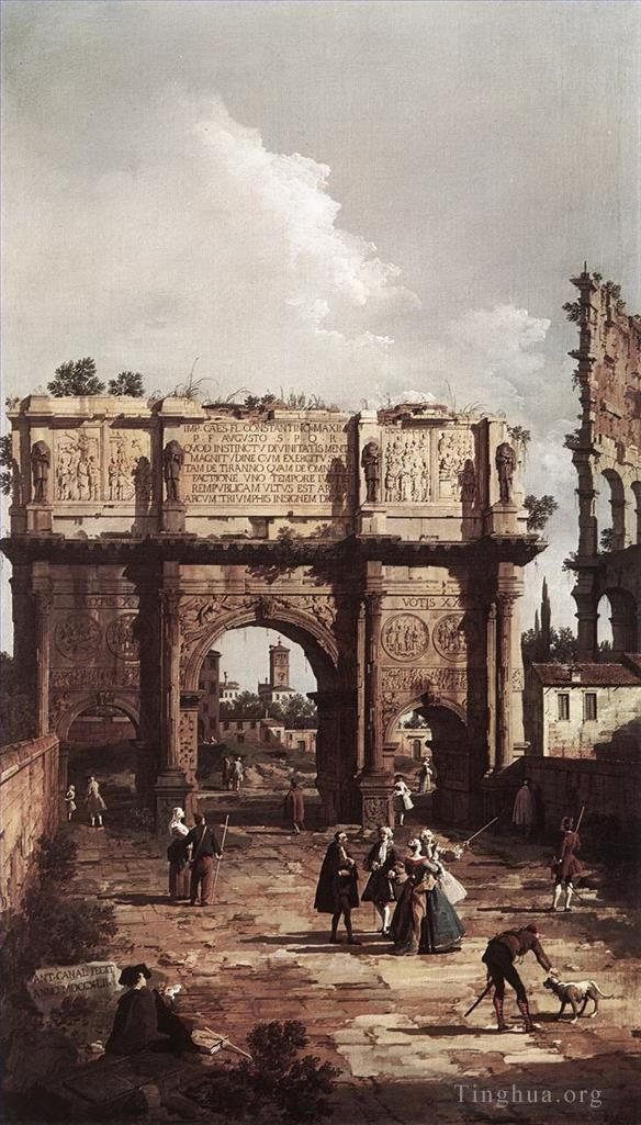 Canaletto Peinture à l'huile - Rome l'arc de Constantin 1742