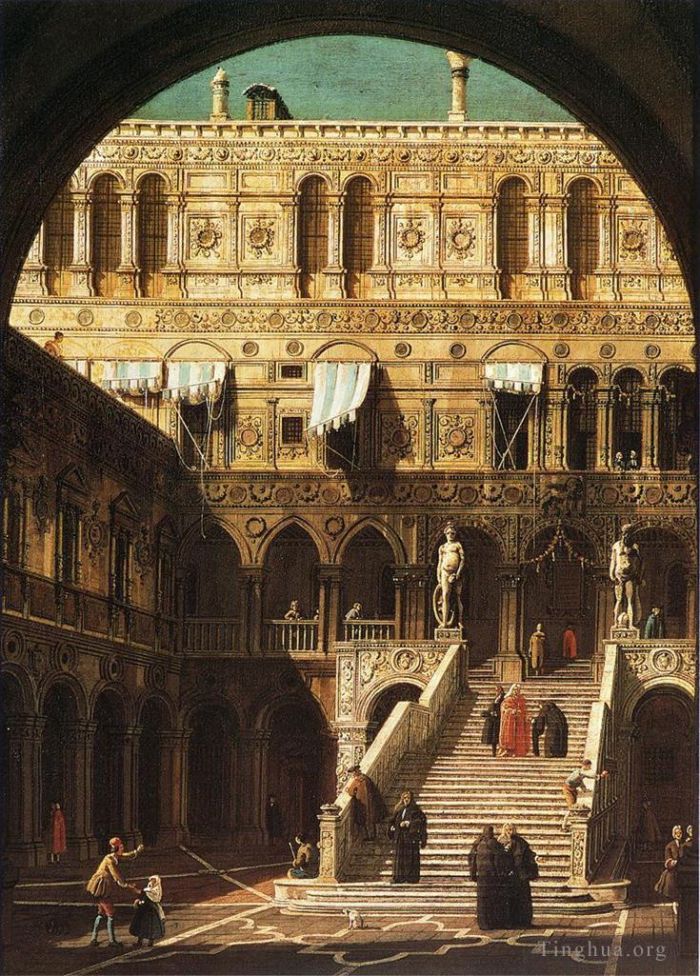 Canaletto Peinture à l'huile - Escala des géants 1765