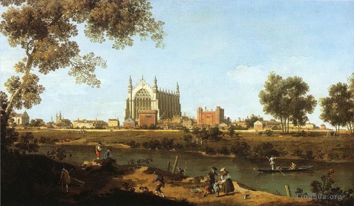 Canaletto Peinture à l'huile - La chapelle du collège d'Eton 1747