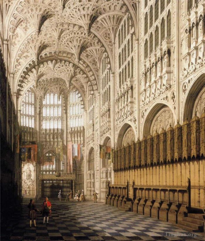 Canaletto Peinture à l'huile - L'intérieur de la chapelle Henri VII dans l'abbaye de Westminster