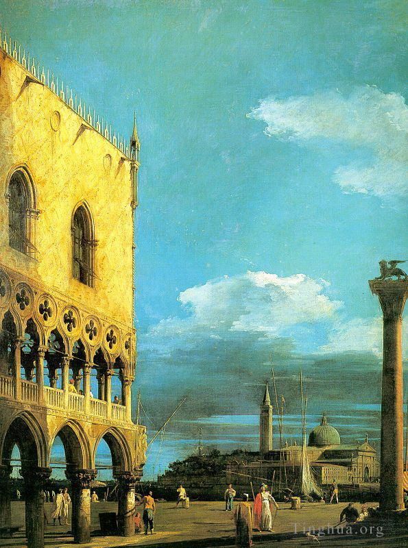 Canaletto Peinture à l'huile - Le piazzet vers le sud 1727
