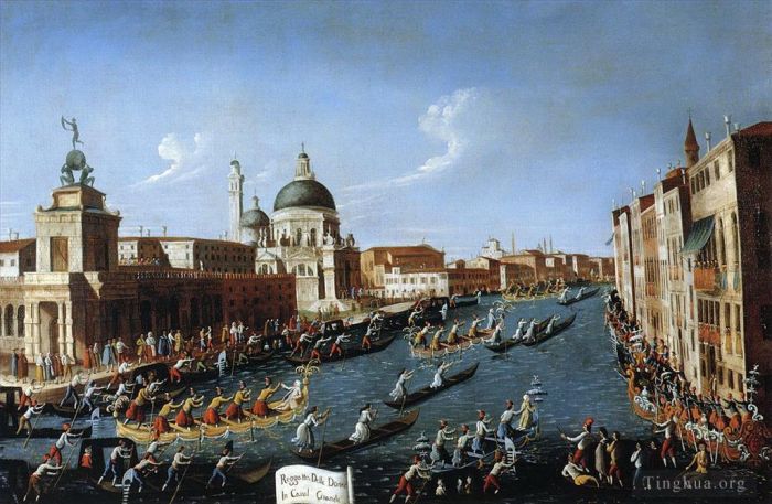 Canaletto Peinture à l'huile - La régate des femmes sur le grand canal