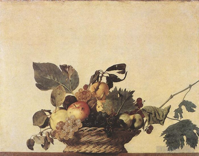 Caravaggio Peinture à l'huile - Nature morte au panier de fruits
