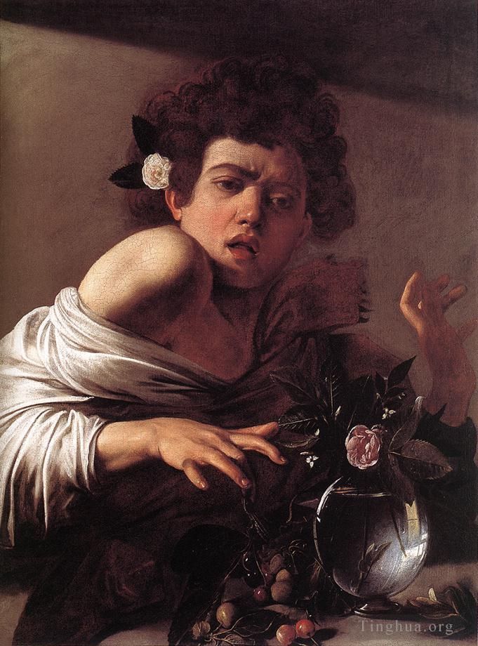 Caravaggio Peinture à l'huile - Garçon mordu par un lézard