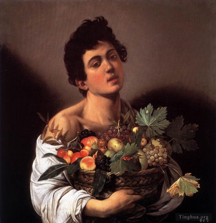 Caravaggio Peinture à l'huile - Garçon avec un panier de fruits