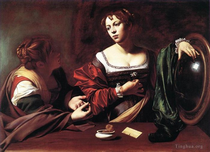 Caravaggio Peinture à l'huile - Marthe et Marie-Madeleine
