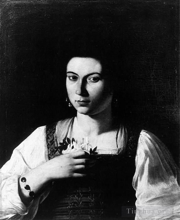 Caravaggio Peinture à l'huile - Portrait d'une courtisane