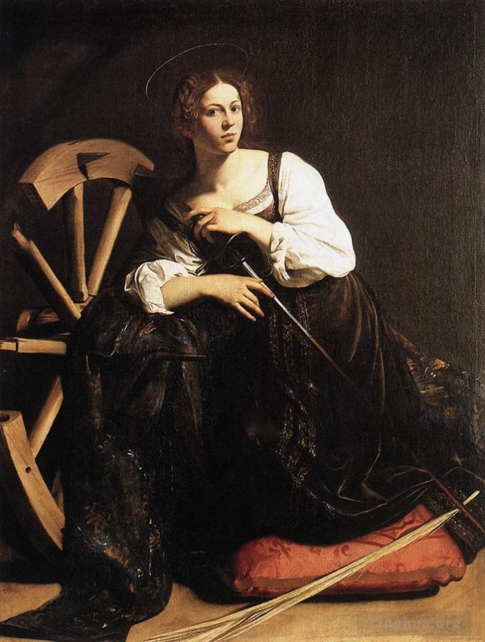 Caravaggio Peinture à l'huile - Sainte Catherine d'Alexandrie