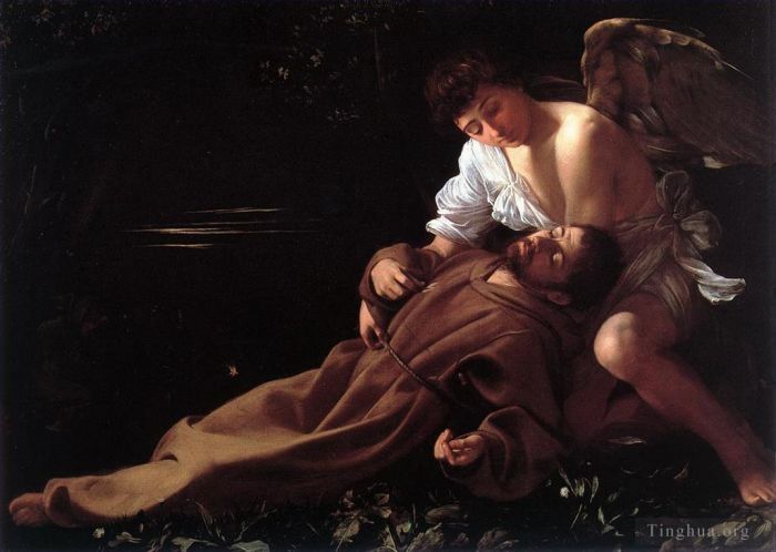 Caravaggio Peinture à l'huile - Saint François en extase