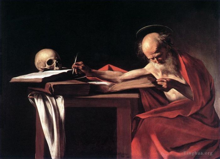 Caravaggio Peinture à l'huile - Saint Jérôme écrit