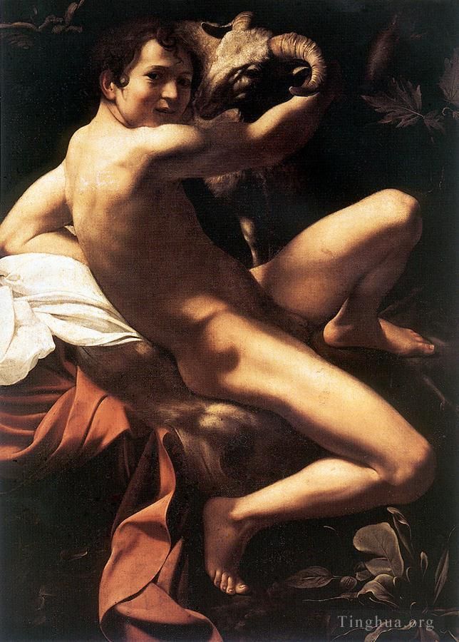 Caravaggio Peinture à l'huile - Jeunesse de Saint Jean-Baptiste avec Bélier