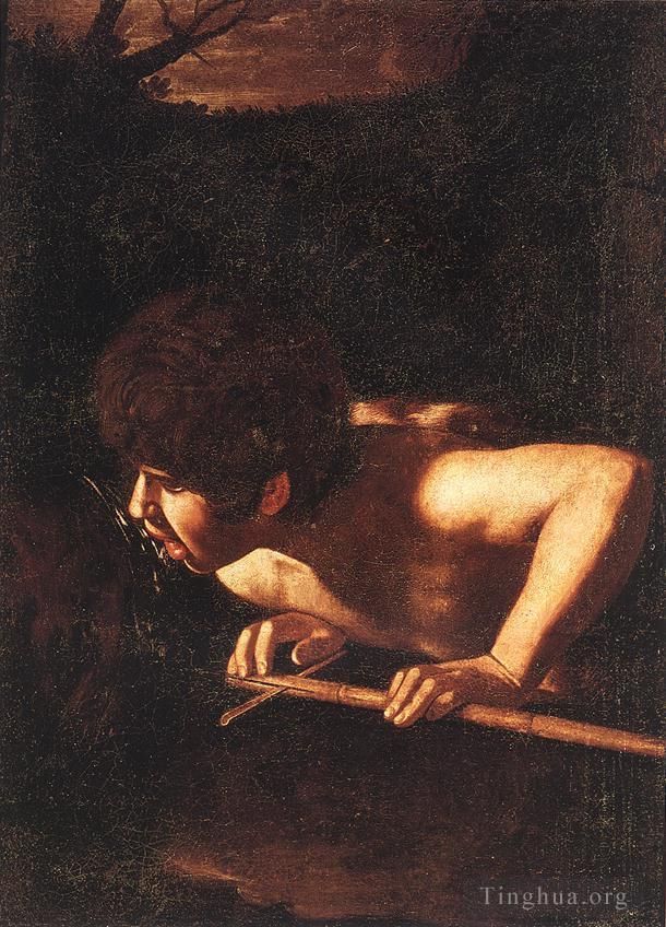 Caravaggio Peinture à l'huile - Saint Jean-Baptiste au puits