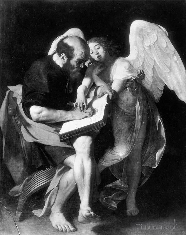 Caravaggio Peinture à l'huile - Saint Matthieu et l'Ange